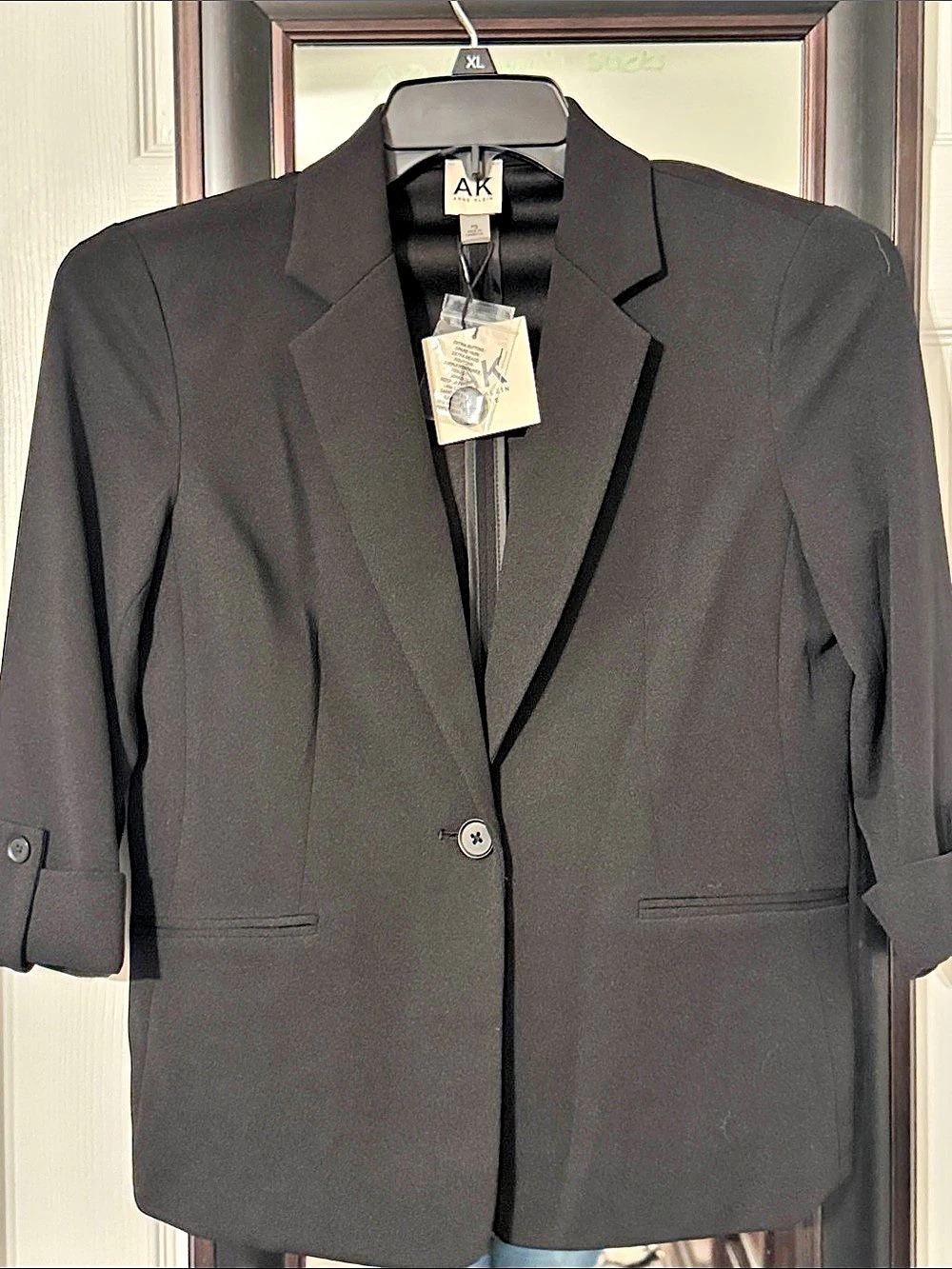 Anne Klein Petite One Button Notch Collar Jacket Black Small